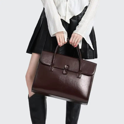 Dunkelbraune Leder-Aktentasche für Herren – Elegante Business-Tasche mit Laptopfach und abnehmbarem Schulterriemen