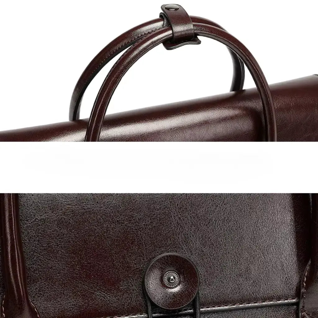 Dunkelbraune Leder-Aktentasche für Herren – Elegante Business-Tasche mit Laptopfach und abnehmbarem Schulterriemen