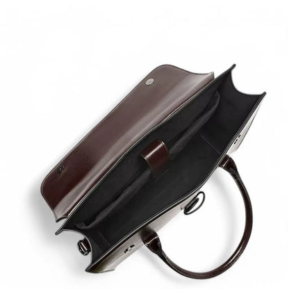 Dunkelbraune Leder-Aktentasche für Herren – Elegante Business-Tasche mit Laptopfach und abnehmbarem Schulterriemen