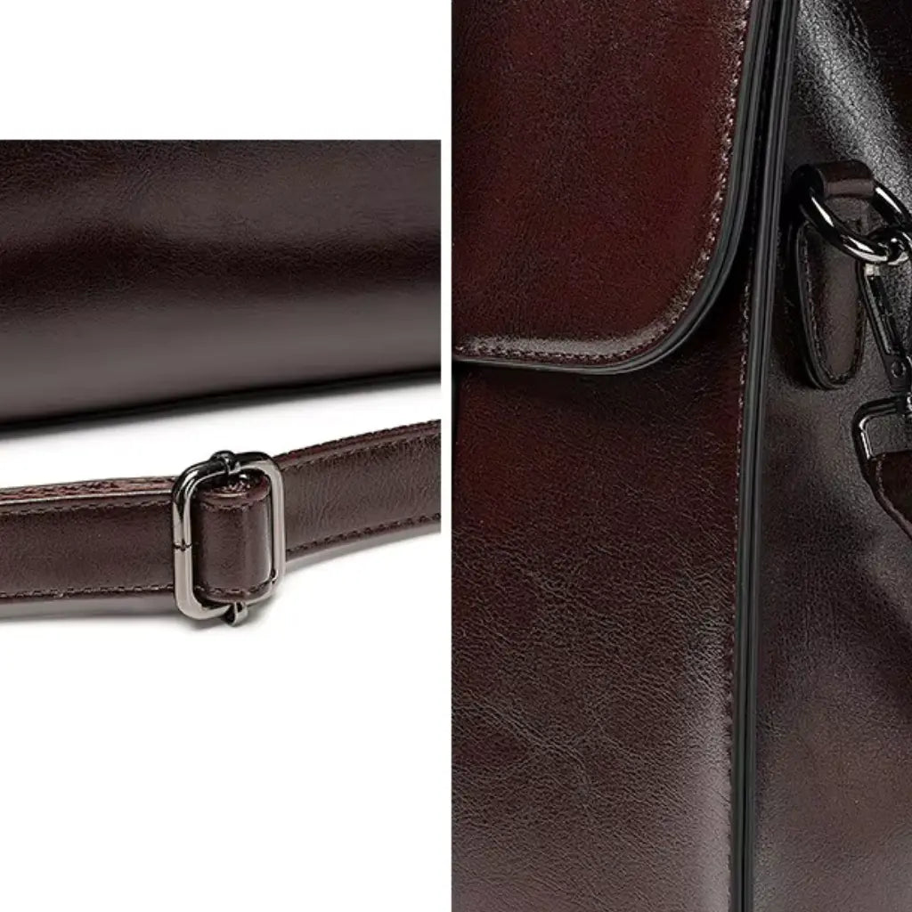 Dunkelbraune Leder-Aktentasche für Herren – Elegante Business-Tasche mit Laptopfach und abnehmbarem Schulterriemen