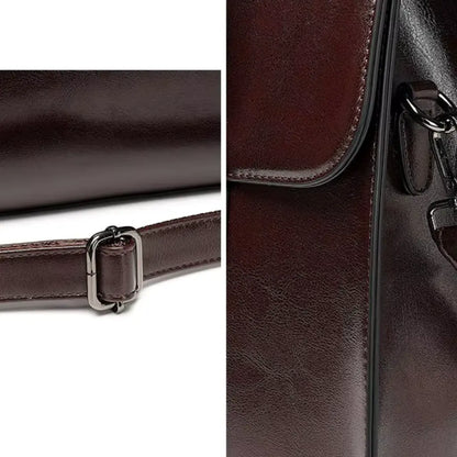 Dunkelbraune Leder-Aktentasche für Herren – Elegante Business-Tasche mit Laptopfach und abnehmbarem Schulterriemen