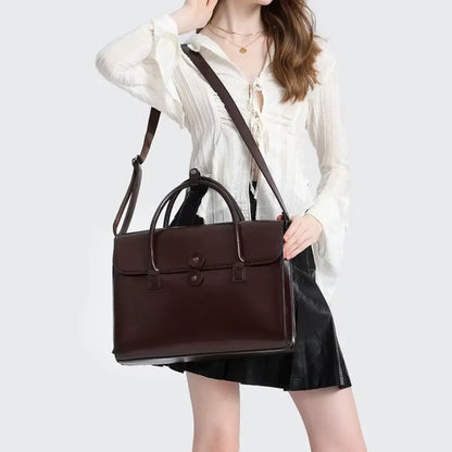 Dunkelbraune Leder-Aktentasche für Herren – Elegante Business-Tasche mit Laptopfach und abnehmbarem Schulterriemen