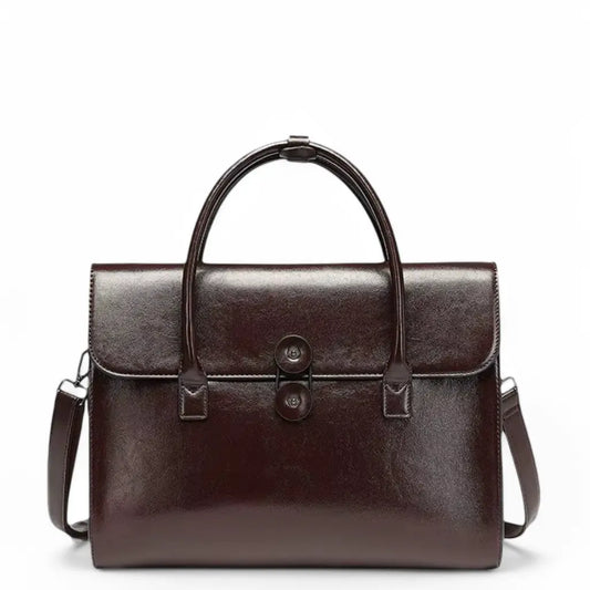 Dunkelbraune Leder-Aktentasche für Herren – Elegante Business-Tasche mit Laptopfach und abnehmbarem Schulterriemen