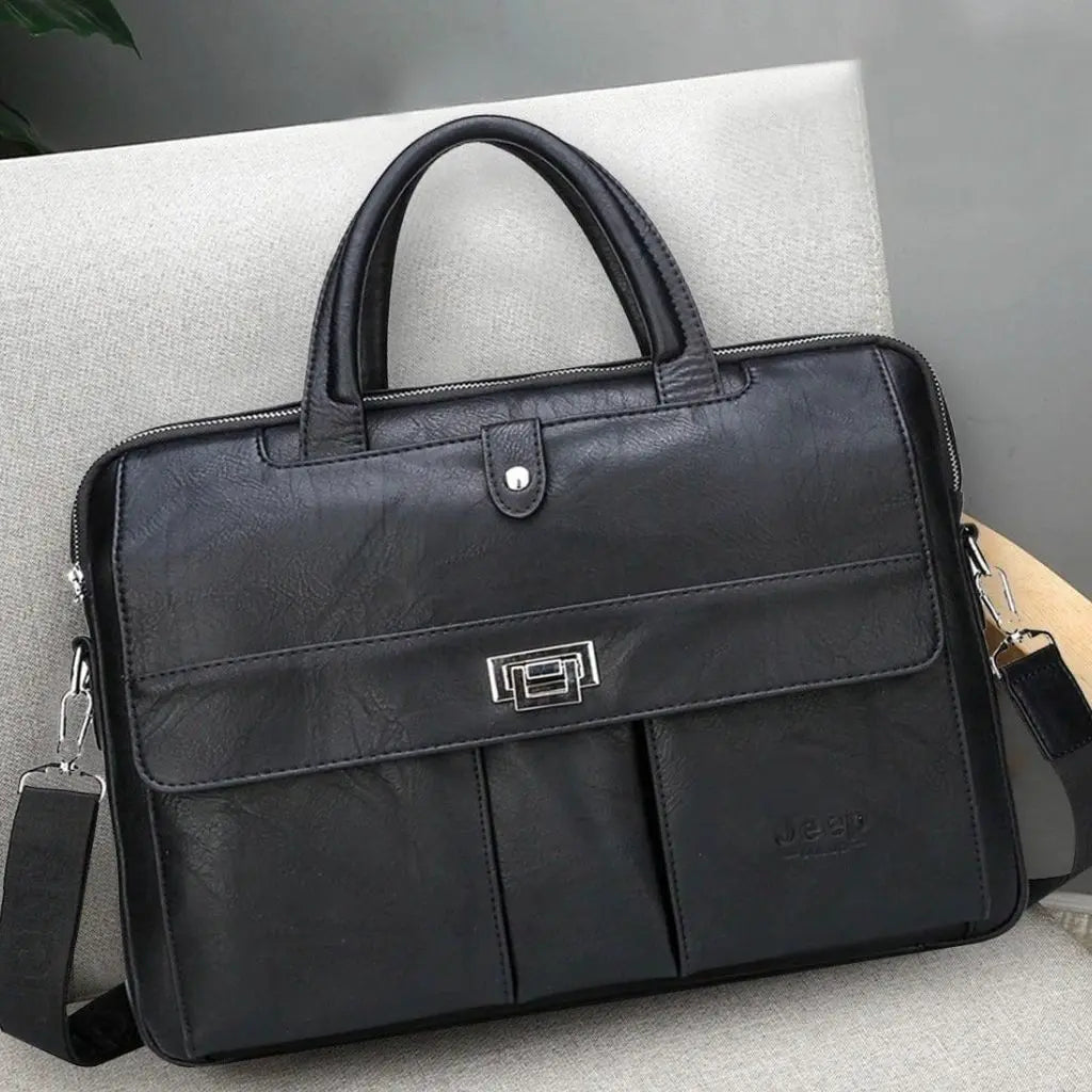 Luxe Laptoptasche aus Leder für 13,3 Zoll – Schwarz – Stilvoll & Professionell