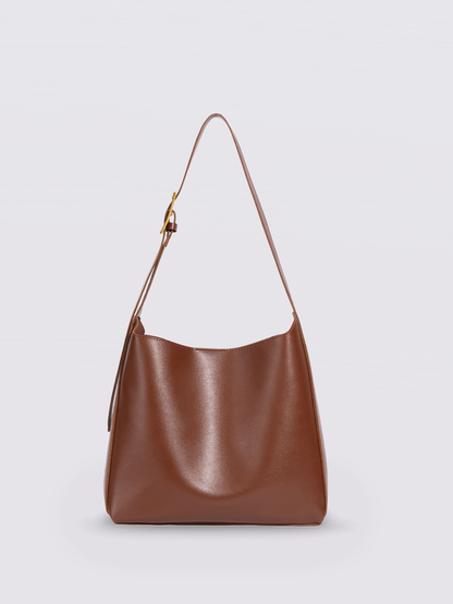 Minimalistische Vegan-Leder-Schultertasche – Schwarz & Bordeaux – Zeitloses Design für jeden Anlass