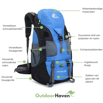 Wasserdichter 50L Wanderrucksack – Robuster Outdoor-Trekkingrucksack mit Regenhülle, ideal für Camping, Reisen & Abenteuer