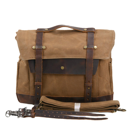 Vintage Motorrad- & Fahrradtasche – Wasserdichte Doppeltasche mit Lederakzenten