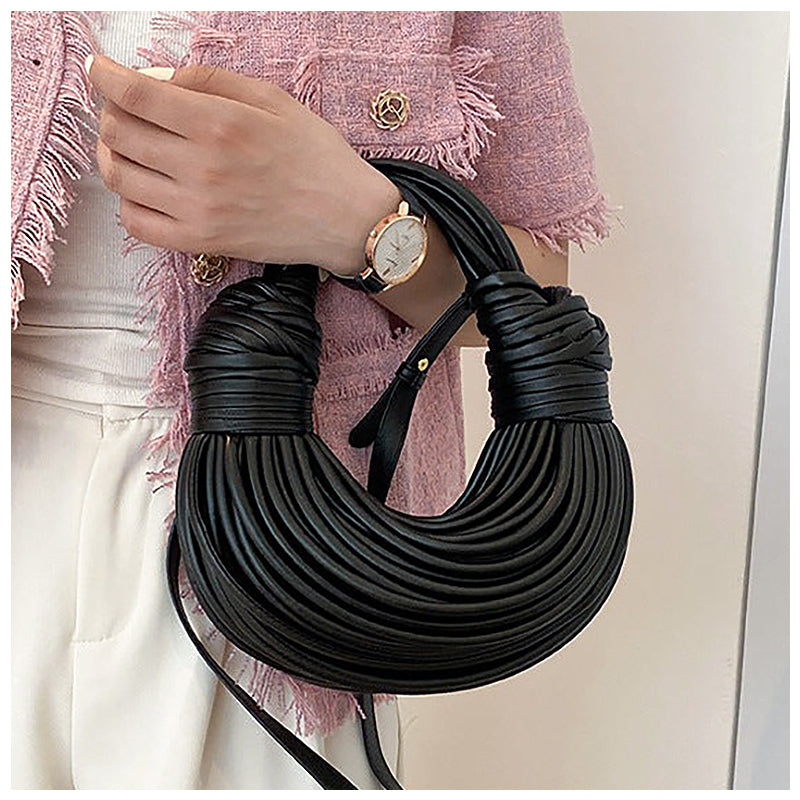 Einzigartige Halbmond Handtasche – Schwarz, Veganes Leder, Trendiges Design
