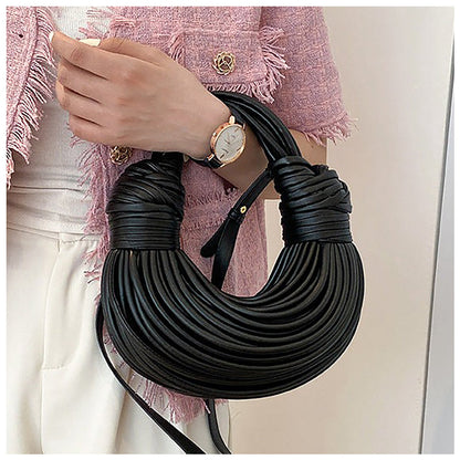 Einzigartige Halbmond Handtasche – Schwarz, Veganes Leder, Trendiges Design