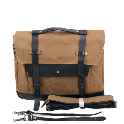 Vintage Motorrad- & Fahrradtasche – Wasserdichte Doppeltasche mit Lederakzenten