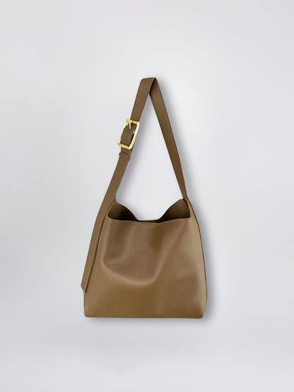Minimalistische Vegan-Leder-Schultertasche – Schwarz & Bordeaux – Zeitloses Design für jeden Anlass