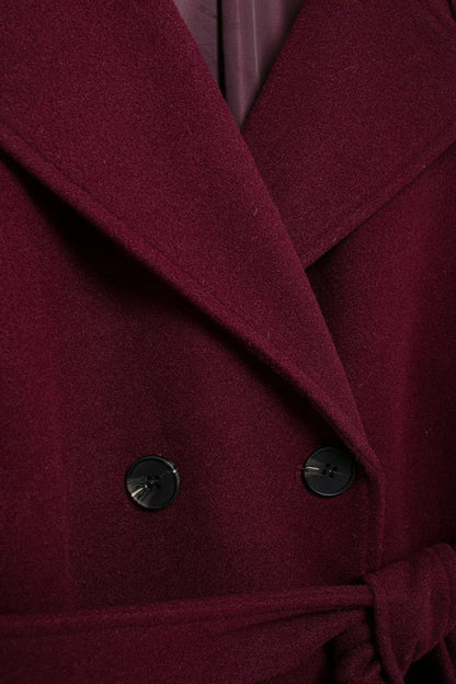 Damen Trenchcoat Bordeaux – Eleganter Langer Mantel mit Gürtel