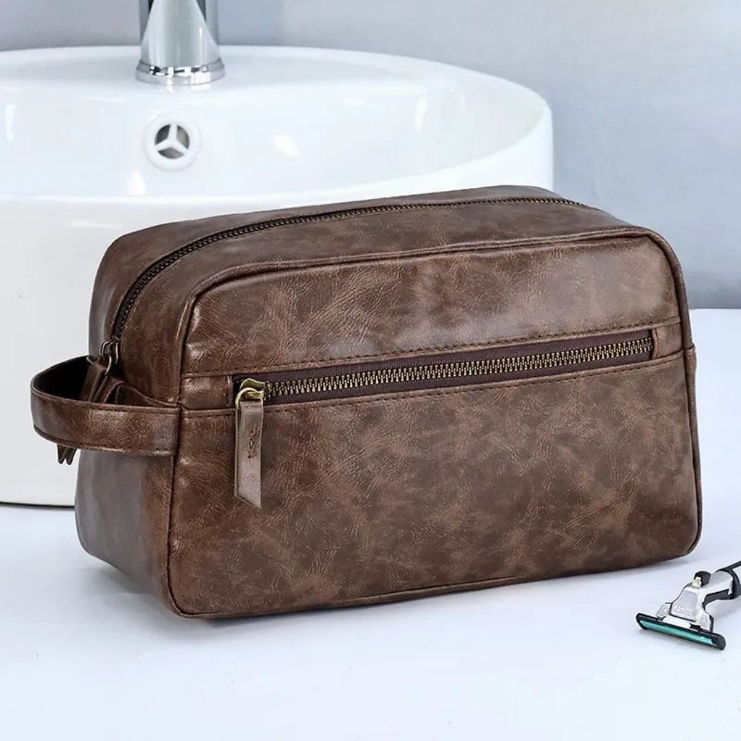 Luxuriöse Ledertoilettasche – Wasserabweisende & Kompakte Reisetasche für Damen und Herren