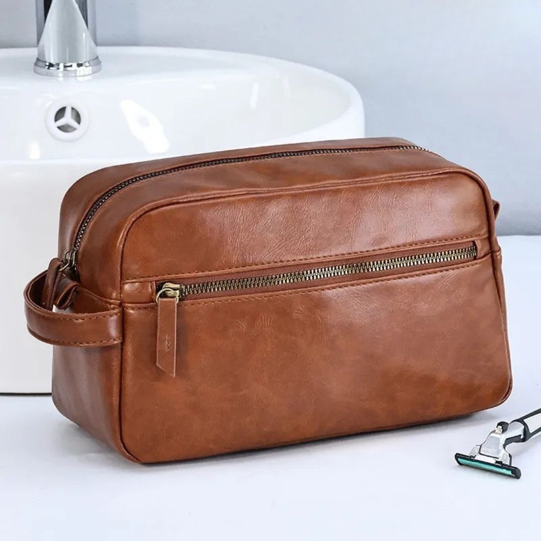 Luxuriöse Ledertoilettasche – Wasserabweisende & Kompakte Reisetasche für Damen und Herren