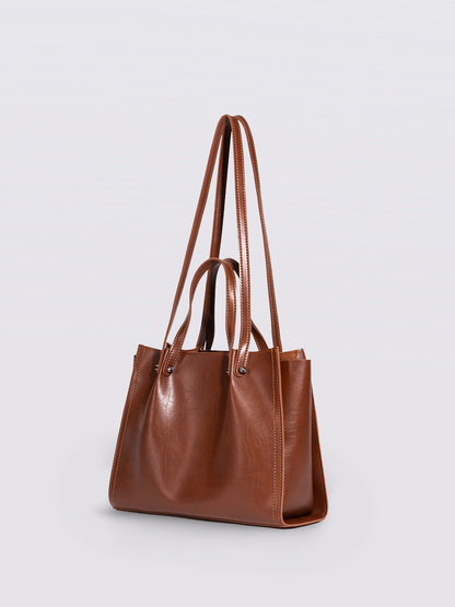 Schwarze Shopper Tasche Damen – Minimalistisches & geräumiges Design aus Lederoptik