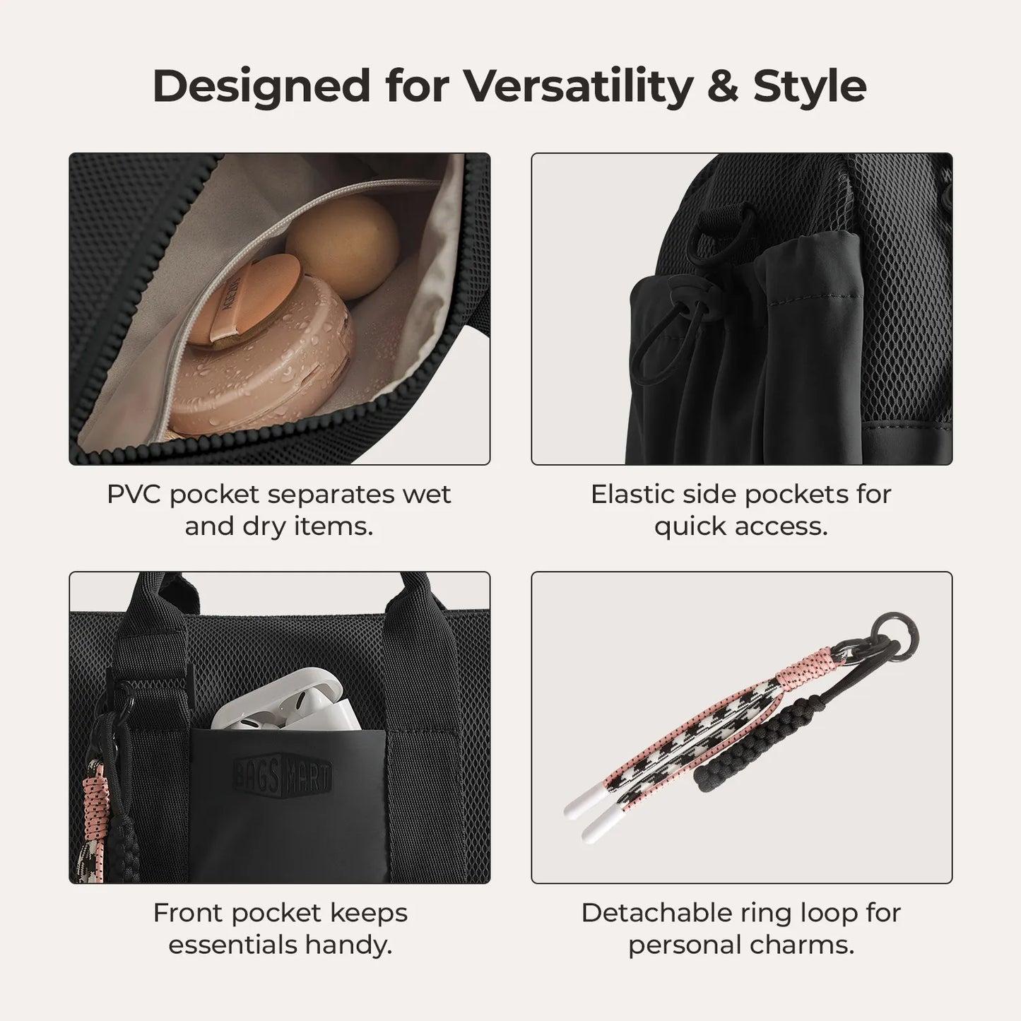 Sporttasche Damen 24L – Kompakte Duffel Bag mit Schuhfach & wasserabweisendem Design