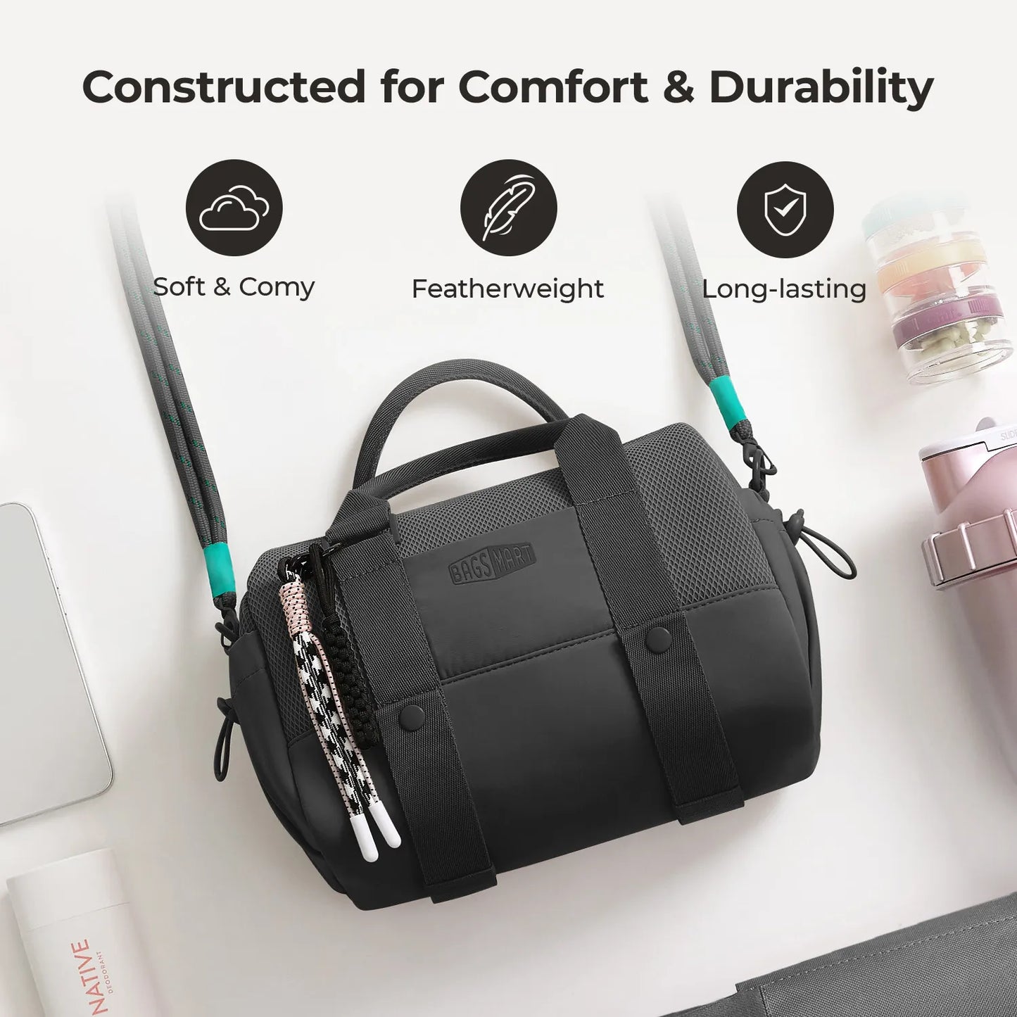 Sporttasche Damen 24L – Kompakte Duffel Bag mit Schuhfach & wasserabweisendem Design