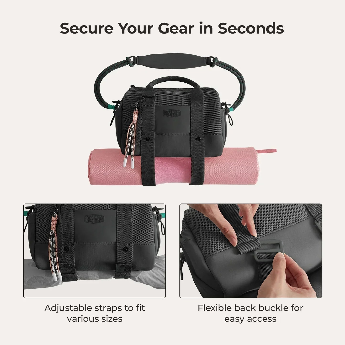 Sporttasche Damen 24L – Kompakte Duffel Bag mit Schuhfach & wasserabweisendem Design