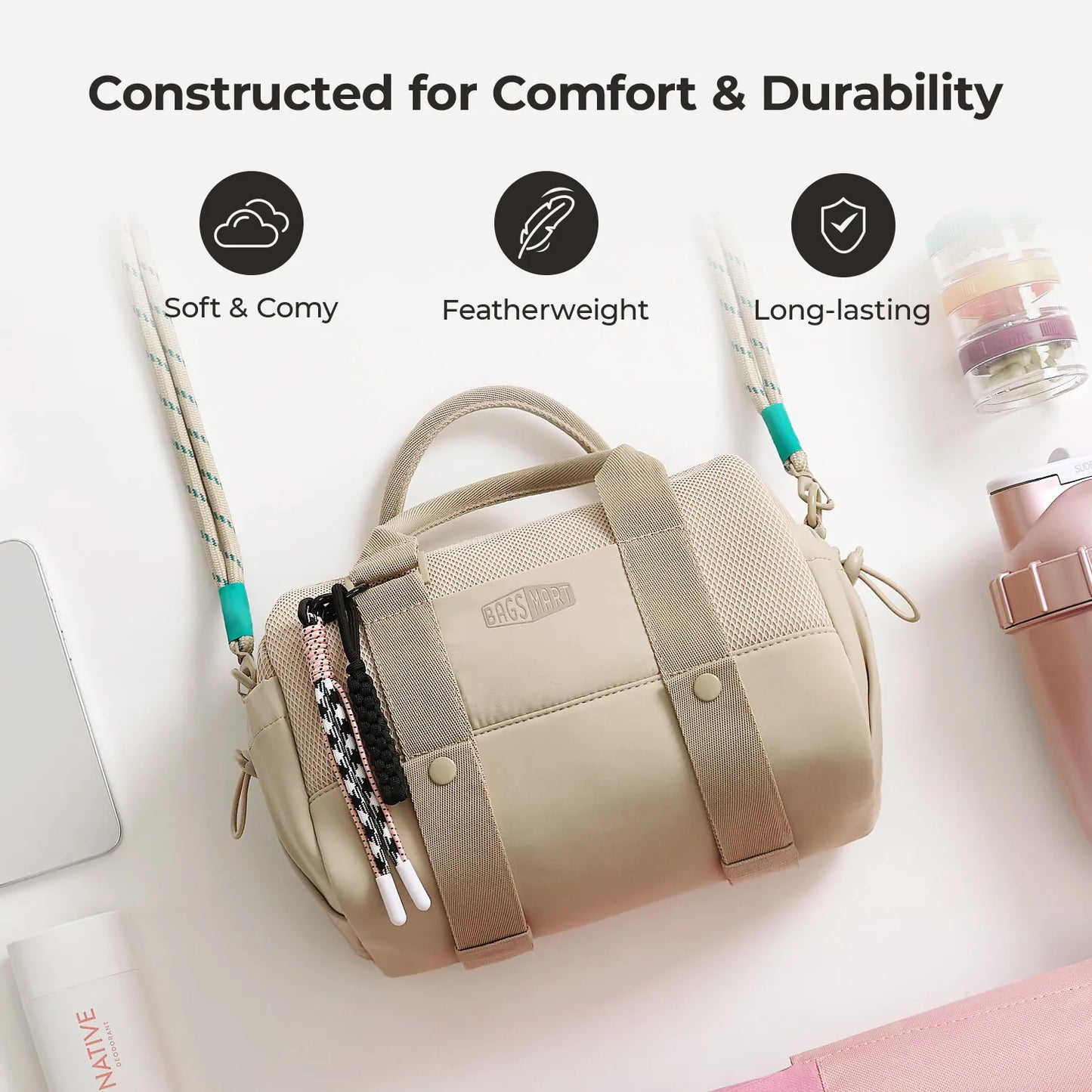Sporttasche Damen 24L – Kompakte Duffel Bag mit Schuhfach & wasserabweisendem Design