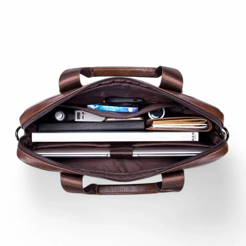 Schwarze Laptoptasche aus Leder – Elegant & Funktional