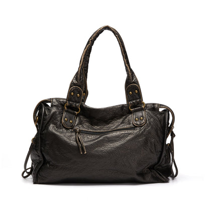 Luxuriöse Schwarze Lederhandtasche Damen – Zeitloses Design & Geräumige Schultertasche
