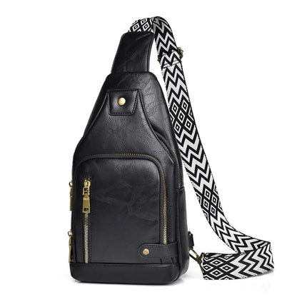 Vintage Crossbody Sling Bag – Schultertasche mit Breitem Gurt & Mehreren Fächern