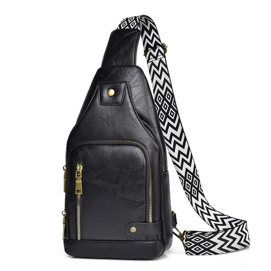 Vintage Crossbody Sling Bag – Schultertasche mit Breitem Gurt & Mehreren Fächern