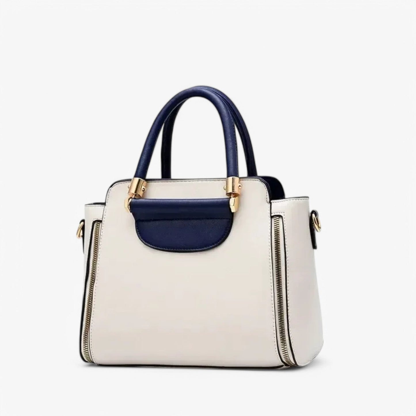 Elegante Damen-Handtasche mit Kontrastfarben – Veganes Leder, Schulterriemen & geräumiges Design