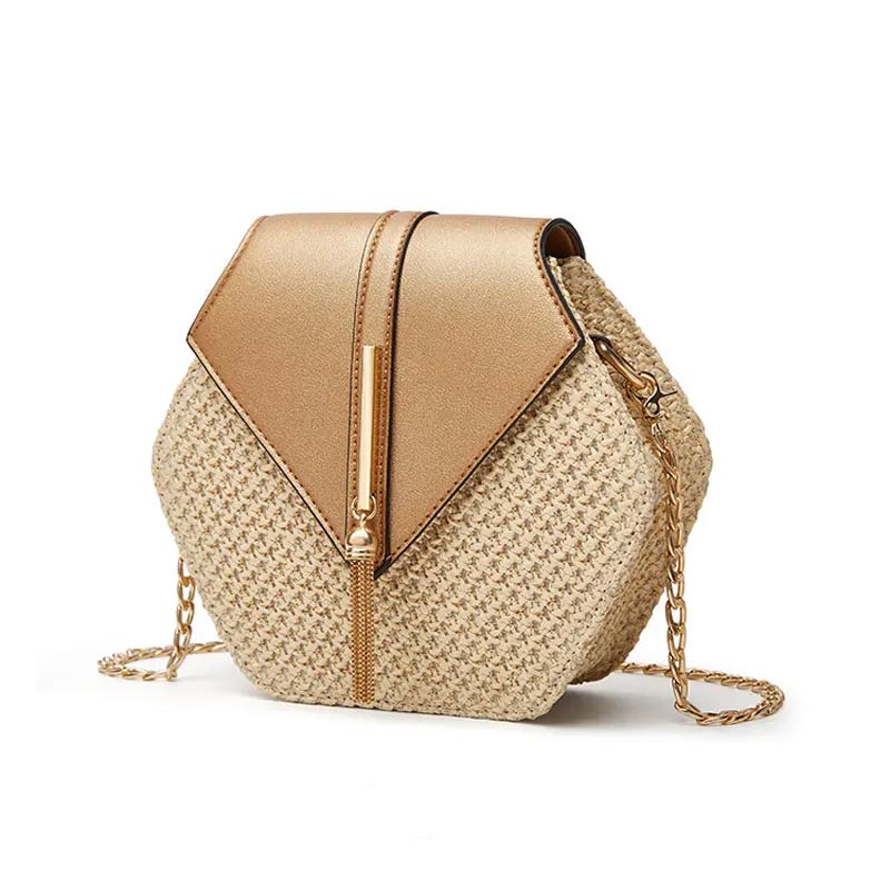 Damen Rieten Schoudertas mit Leren Akzent – Leicht, Elegant & Sommerlich