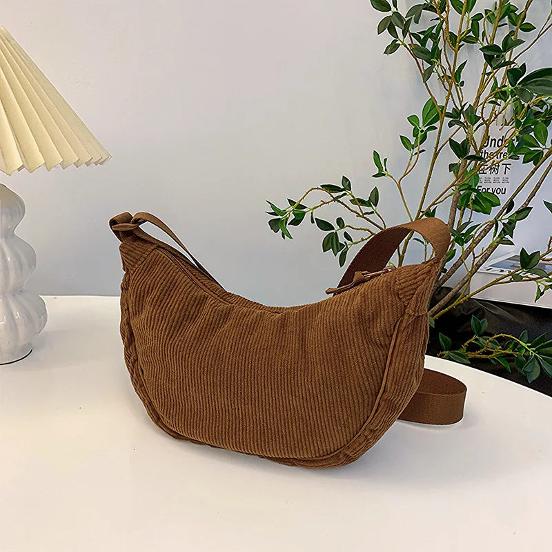Corduroy Crossbody Tasche für Damen – Leicht, Stilvoll & Verstellbarer Schulterriemen