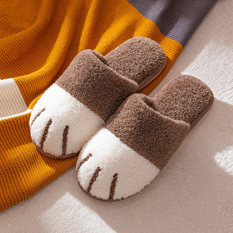 Katzenpfoten Hausschuhe – Flauschige Plüsch-Pantoffeln für Damen & Herren – Rutschfeste Unisex-Slipper in Grau, Braun, Rosa & Gelb
