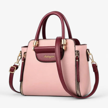 Elegante Damen-Handtasche mit Kontrastfarben – Veganes Leder, Schulterriemen & geräumiges Design