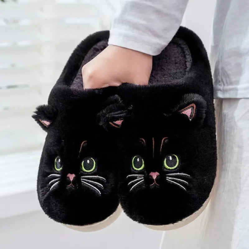 Plüsch Katzen Hausschuhe – Warme Kuschelpantoffeln mit süßem Katzengesicht, rutschfester Sohle, Unisex, in mehreren Farben erhältlich