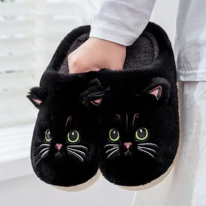 Plüsch Katzen Hausschuhe – Warme Kuschelpantoffeln mit süßem Katzengesicht, rutschfester Sohle, Unisex, in mehreren Farben erhältlich