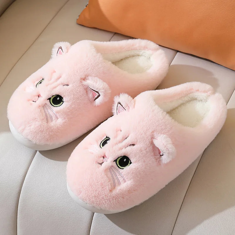 Plüsch Katzen Hausschuhe – Warme Kuschelpantoffeln mit süßem Katzengesicht, rutschfester Sohle, Unisex, in mehreren Farben erhältlich