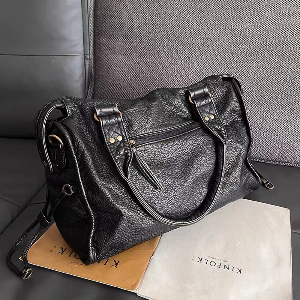 Luxuriöse Schwarze Lederhandtasche Damen – Zeitloses Design & Geräumige Schultertasche