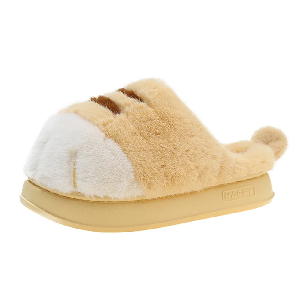 Plüsch Hausschuhe mit Tatzen-Design – Warme Kuschelpantoffeln für Damen & Herren, rutschfest & unisex