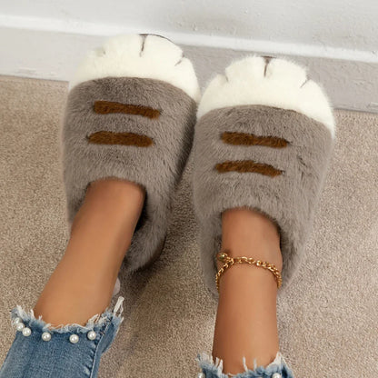 Plüsch Hausschuhe mit Tatzen-Design – Warme Kuschelpantoffeln für Damen & Herren, rutschfest & unisex
