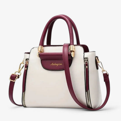 Elegante Damen-Handtasche mit Kontrastfarben – Veganes Leder, Schulterriemen & geräumiges Design