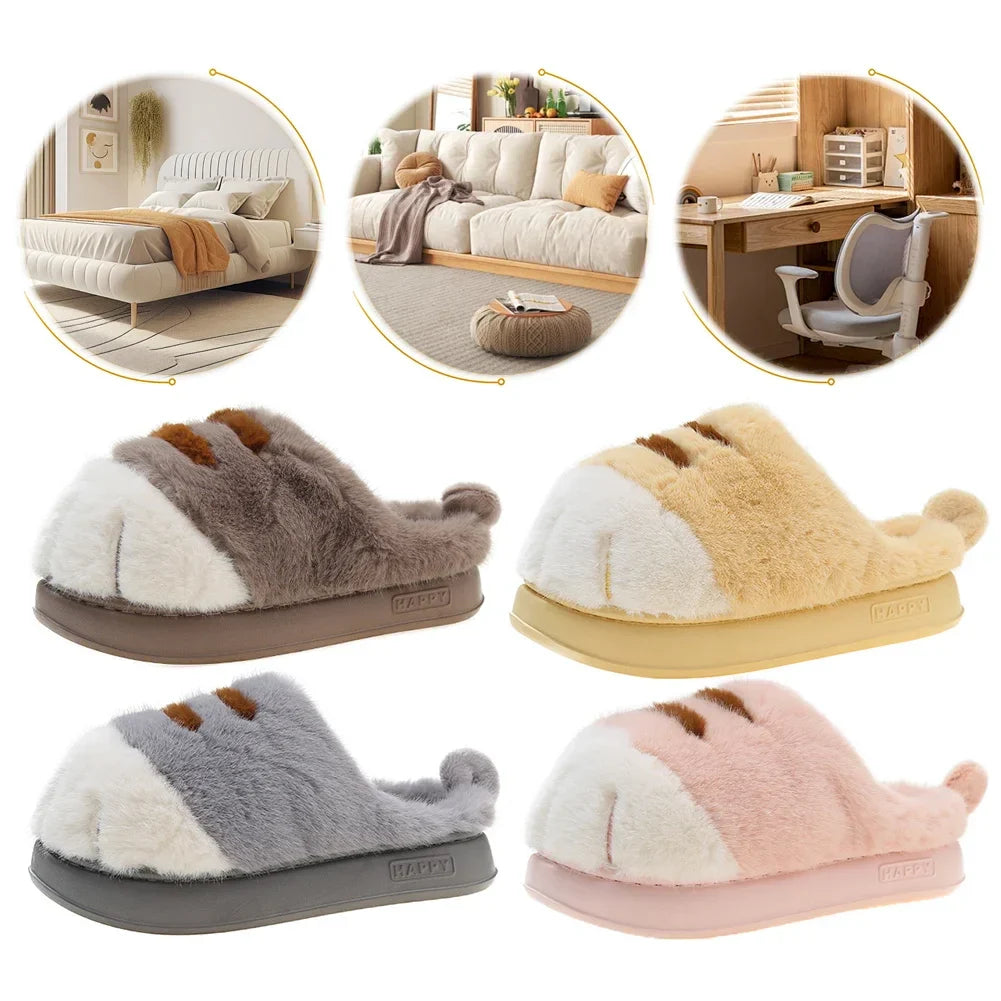 Plüsch Hausschuhe mit Tatzen-Design – Warme Kuschelpantoffeln für Damen & Herren, rutschfest & unisex