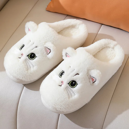 Plüsch Katzen Hausschuhe – Warme Kuschelpantoffeln mit süßem Katzengesicht, rutschfester Sohle, Unisex, in mehreren Farben erhältlich