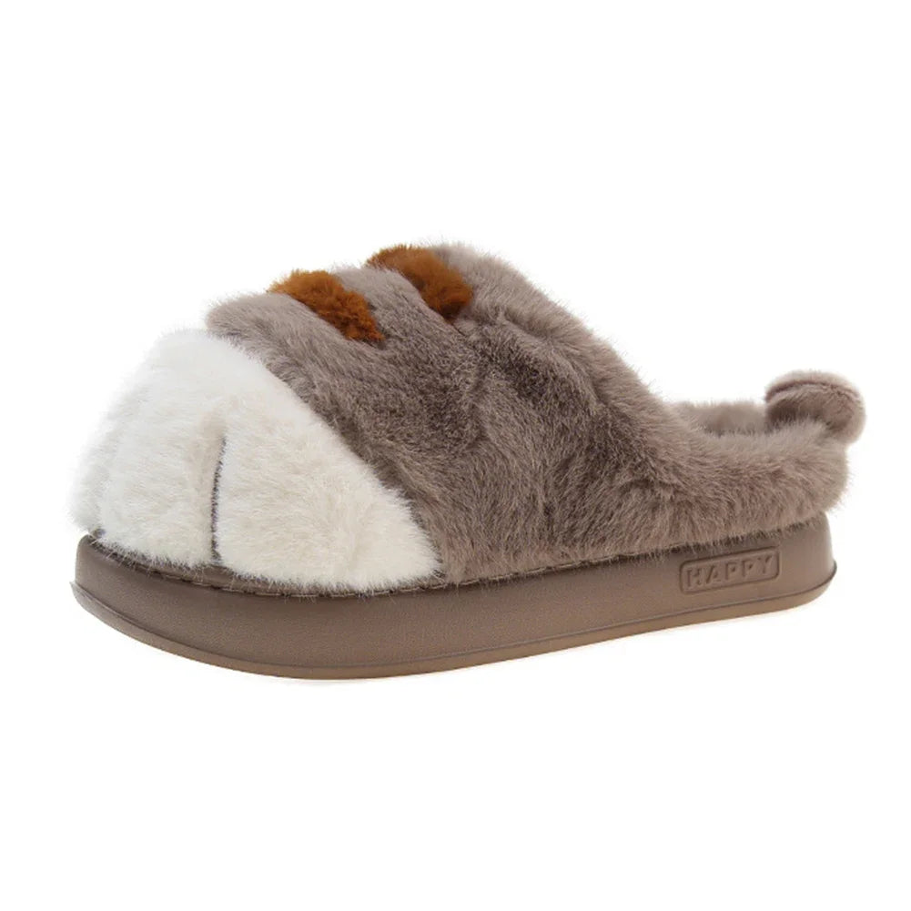 Plüsch Hausschuhe mit Tatzen-Design – Warme Kuschelpantoffeln für Damen & Herren, rutschfest & unisex