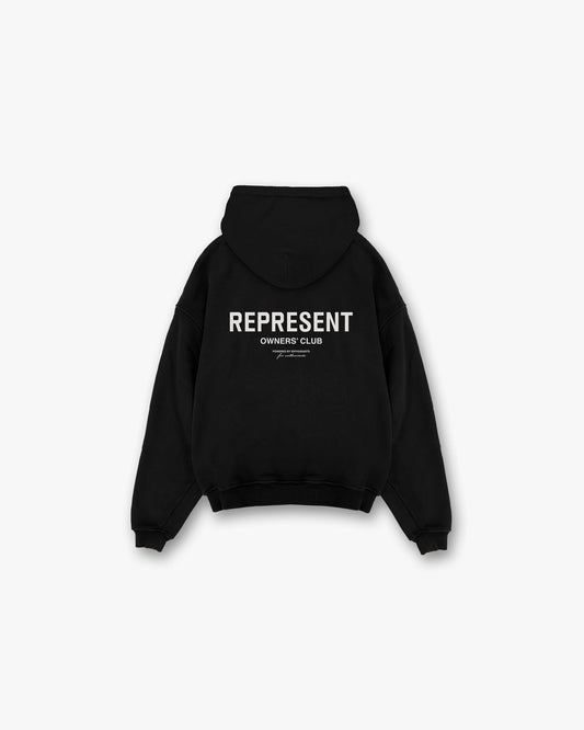 REPRESENT Hoodie – Schwarzer Unisex Kapuzenpullover mit Logo-Print