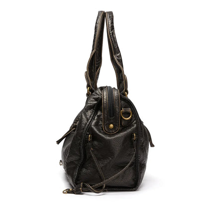 Luxuriöse Schwarze Lederhandtasche Damen – Zeitloses Design & Geräumige Schultertasche