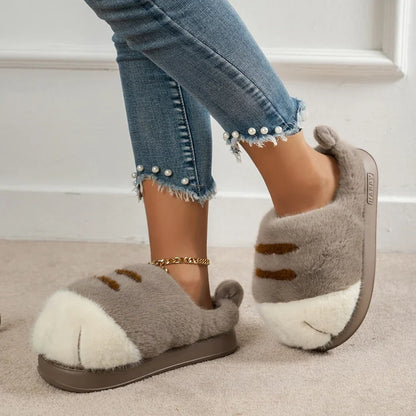 Plüsch Hausschuhe mit Tatzen-Design – Warme Kuschelpantoffeln für Damen & Herren, rutschfest & unisex