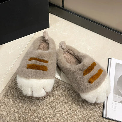 Plüsch Hausschuhe mit Tatzen-Design – Warme Kuschelpantoffeln für Damen & Herren, rutschfest & unisex