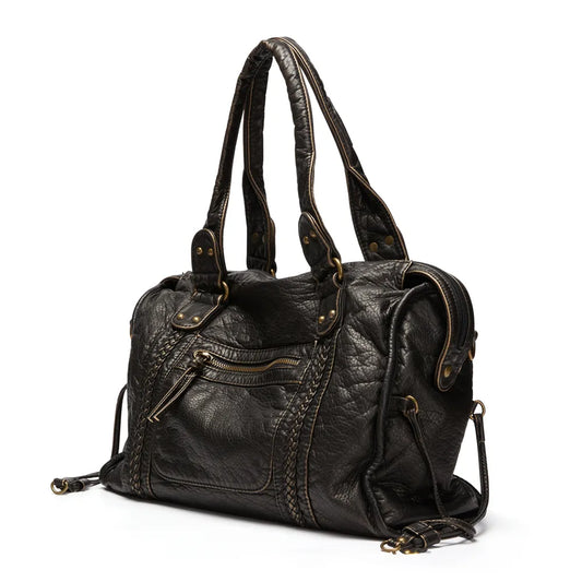 Luxuriöse Schwarze Lederhandtasche Damen – Zeitloses Design & Geräumige Schultertasche