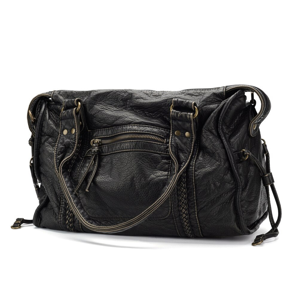 Luxuriöse Schwarze Lederhandtasche Damen – Zeitloses Design & Geräumige Schultertasche