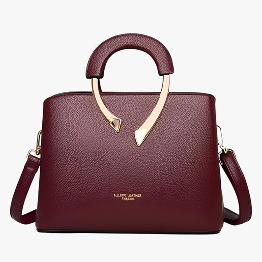 Elegante PU-Leder-Handtasche für Damen – Stilvolle Tasche mit goldenen Akzenten und praktischer Fächeraufteilung
