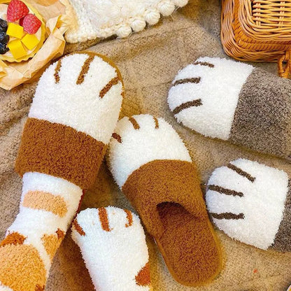 Katzenpfoten Hausschuhe – Flauschige Plüsch-Pantoffeln für Damen & Herren – Rutschfeste Unisex-Slipper in Grau, Braun, Rosa & Gelb